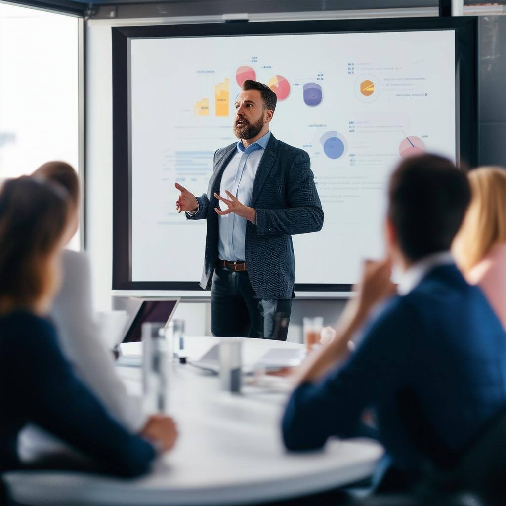 A sales leader presenting to the sales team